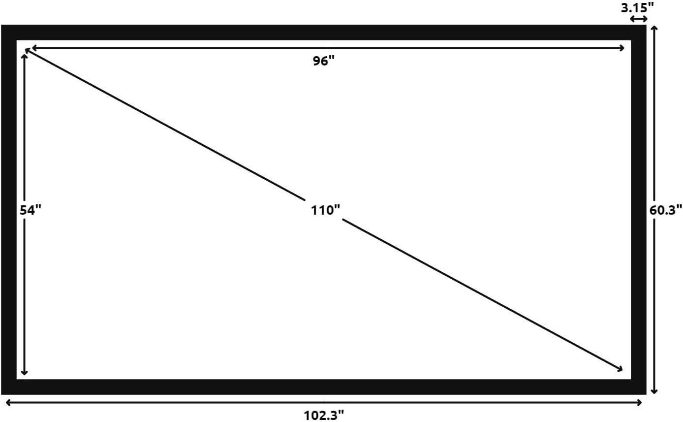 Silver Ticket Products STR Series 6 Piece Home Theater Fixed Frame 4K / 8K Ultra HD, HDTV, HDR & Active 3D Movie Projection Screen, 16:9 Format, 110" Diagonal, Woven Acoustic Material STR-169110-WAB