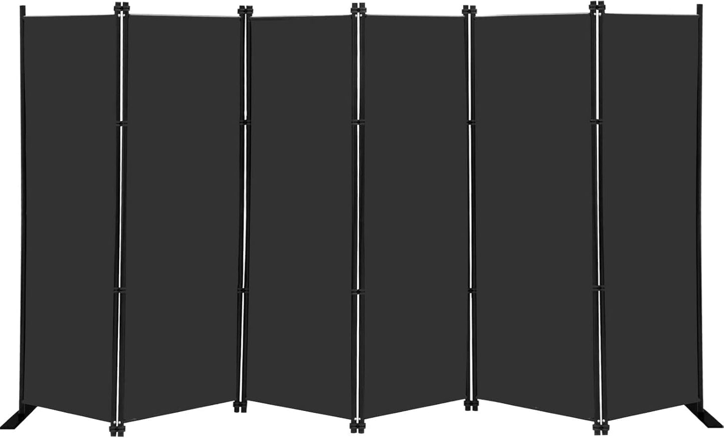MAYOLIAH 6 Panel Folding Privacy Screen 9ft Wide, 6ft Tall Partition Room Divider Portable Office Walls Dividers, Black