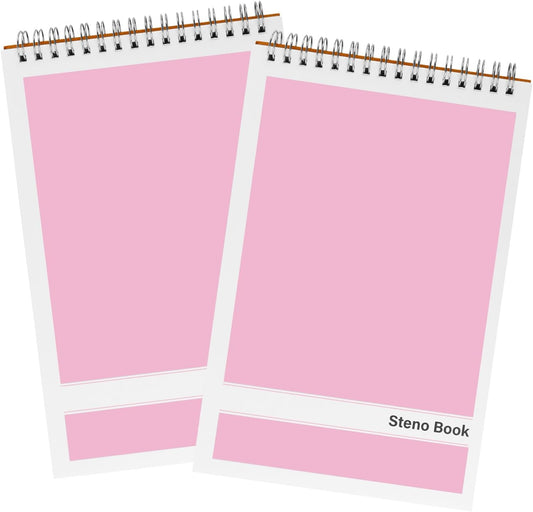 Steno Pads – 6x9 Inches 80 Sheets Steno Notebooks for Writing Notes in School, University, College & Office (2PCS Pink)