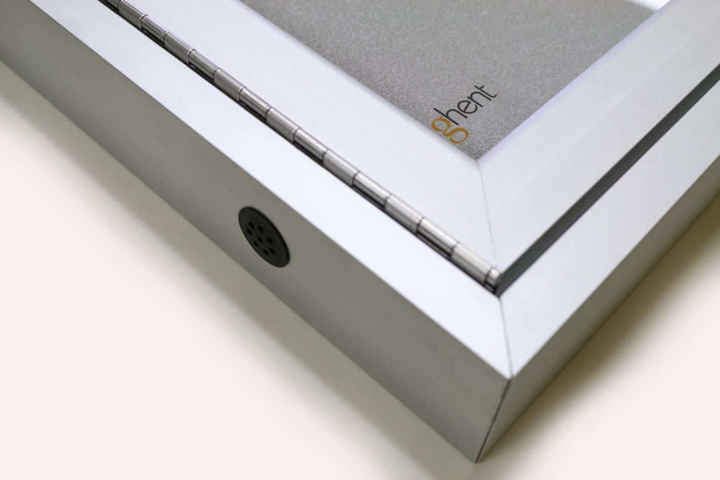 Ghent 36"x30" 1-Door Outdoor Enclosed Vinyl Bulletin Board, Shatter Resistant, with Lock, Satin Aluminum Frame - Ivory (PA13630VX-185), Made in the USA