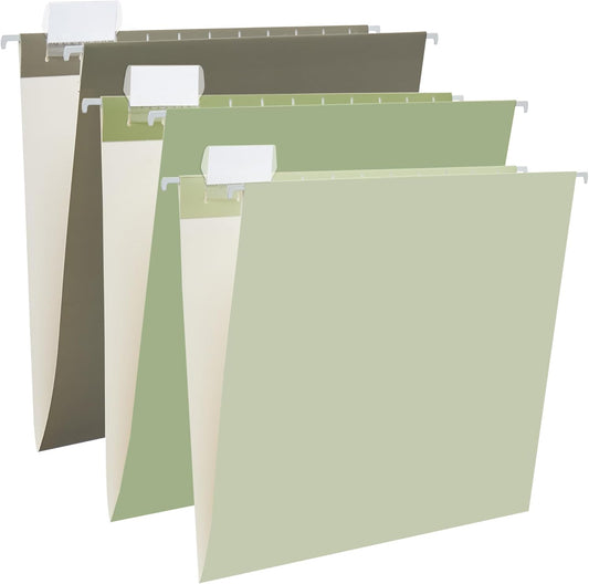 Y YOMA 6 Pack Gradient Hanging File Folders Letter Size Decorative Hanging Folder Pretty File Folder Organizer for Filing Cabinet Office Home with 1/5-Cut Adjustable Tabs, Leaf Green