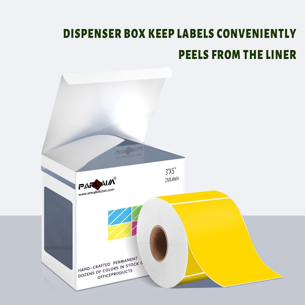 PARLAIM 3 X 5 Inch Rectangle Adhesive Color Coding Stickers,Square Yellow Inventory Stickers -250 Per Dispenser Box