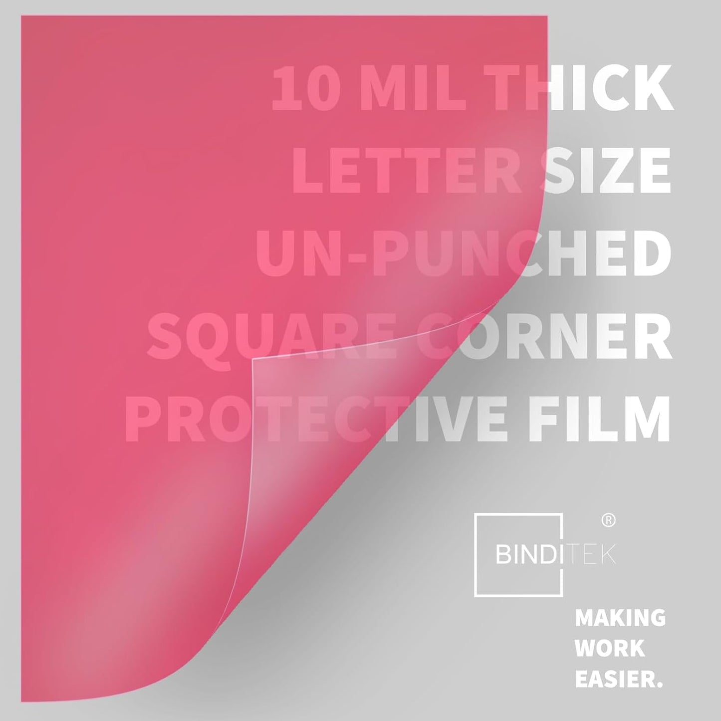 Binditek 20 Pack 10 Mil PVC Binding Presentation Covers, Letter Size, Square Corners, Un-Punched, Multi Color, Office Supplies