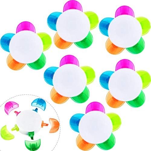 Outus 6 Pieces Petals Highlighters Assorted Colors Back to School Flower Shape Watercolor Highlighter Pens 5-in-1 Fluorescent Pens for Office School Stationery Aesthetic Supplies,5 Colors