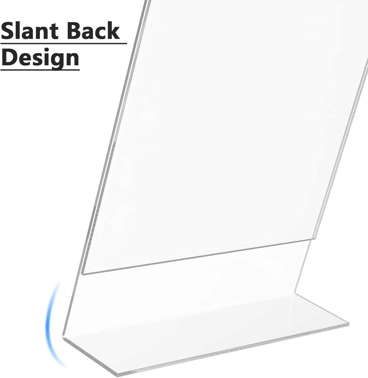 MaxGear Acrylic Sign Holder 8.5 x 11 Inches, Clear Sign Holders Plastic Display Stand Slant Back Countertop Display Picture Frames for Menus, Flyer, Use In Office, Store, 20 Pack