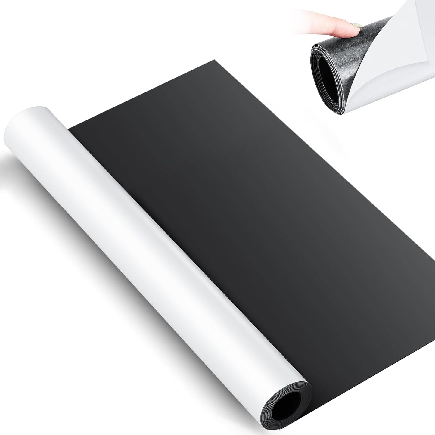 24 Inch x 5 ft x 30mil Extra Large Adhesive Magnetic Sheet Roll Not Printable Adhesive Backing Cut and Customize Flexible Sheets Blank White Surface Magnetic Sign for Craft Photo Craft