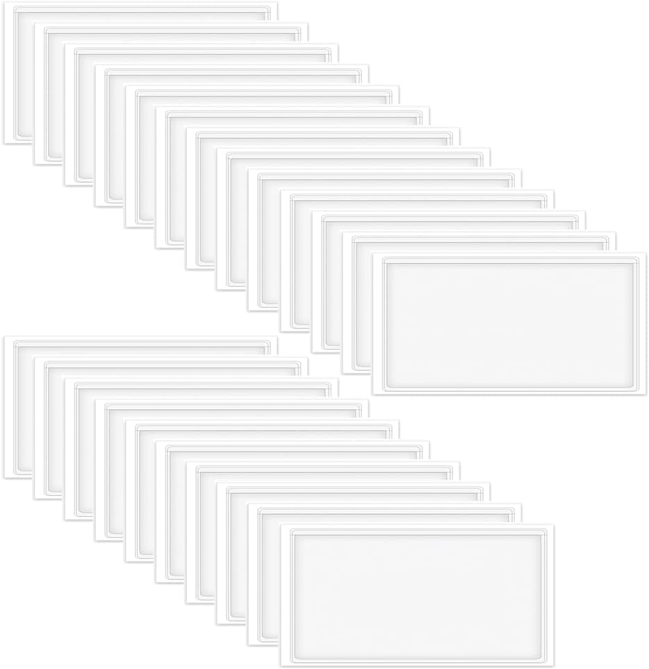 60 Pack Clear Self Adhesive Label Pockets, 4 x 2 Inch Label Holders Index Card Pockets Card Holder Shelf Label Holder for Organizing