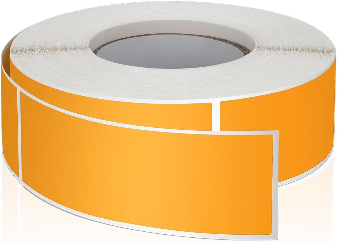 Orange Rectangle Stickers 3 x 1 Inch Color Coding Labels Vinyl Roll Self-Adhesive Waterproof Removable 500 PCS
