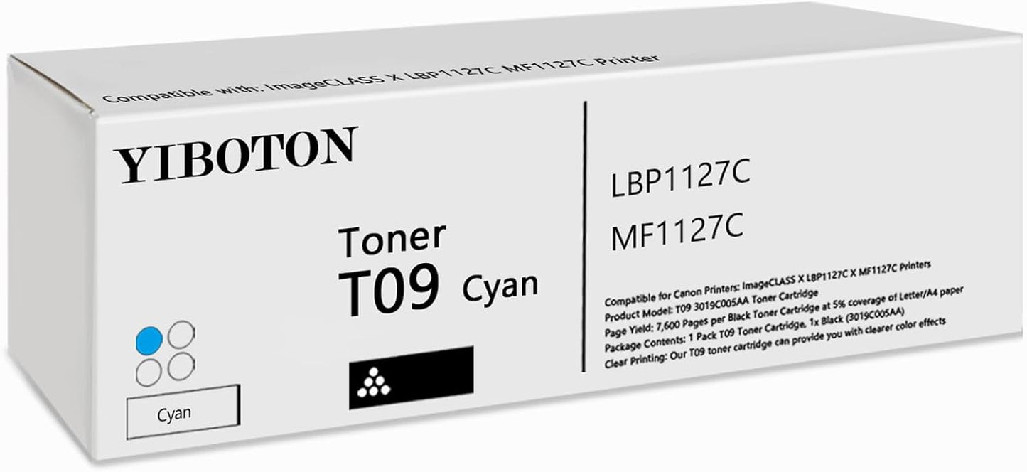 T09 Cyan Toner Cartridges with Chip 3019C005AA Replacement for T09 Toner Suitable for ImageCLAss X LBP1127C MF1127C Printer