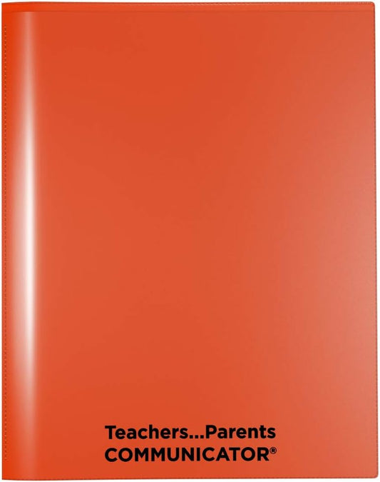 Nicky's Folder® English Communicator, Parent-Teacher Folder, Patented Tear-Resistant, Flexible Plastic, 2 Inside Pockets, 2 Exterior Sleeves, Letter Size Paper, Single Color (24 Pack) (Orange)