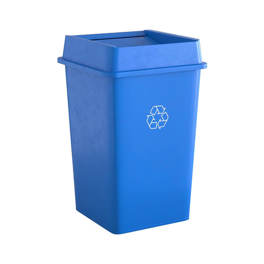 35 Gallon Blue Square Commercial Trash Can with Lid