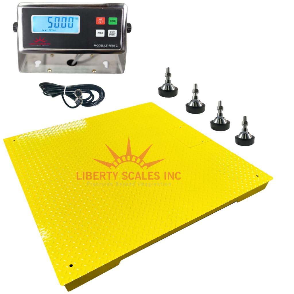 Liberty LS-700-4X6 Heavy Duty General Purpose Floor Scale | 48" x 72" | Capacity of 10,000 lbs x 2 lb + Yellow