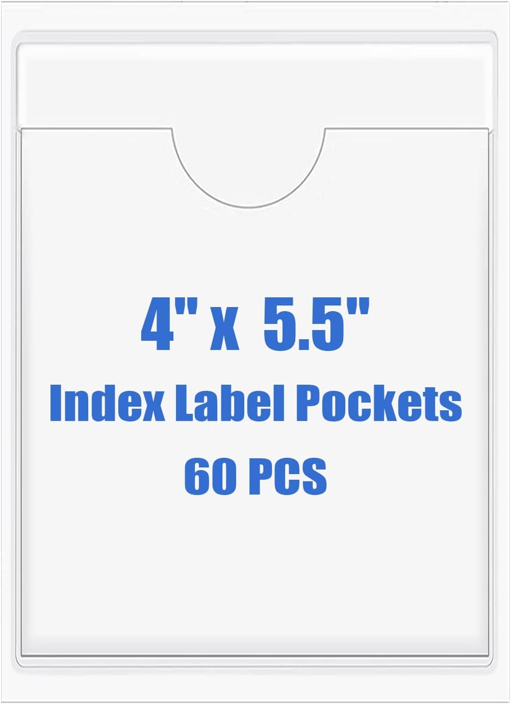 Origin-Joy 60 PCS Self Adhesive Index Card Pockets with Top Open, Clear Plastic Label Holder for Cards of Note, Library and Business, Adhesive Label Pockets & Card Holder (4 x 5.5 inch)
