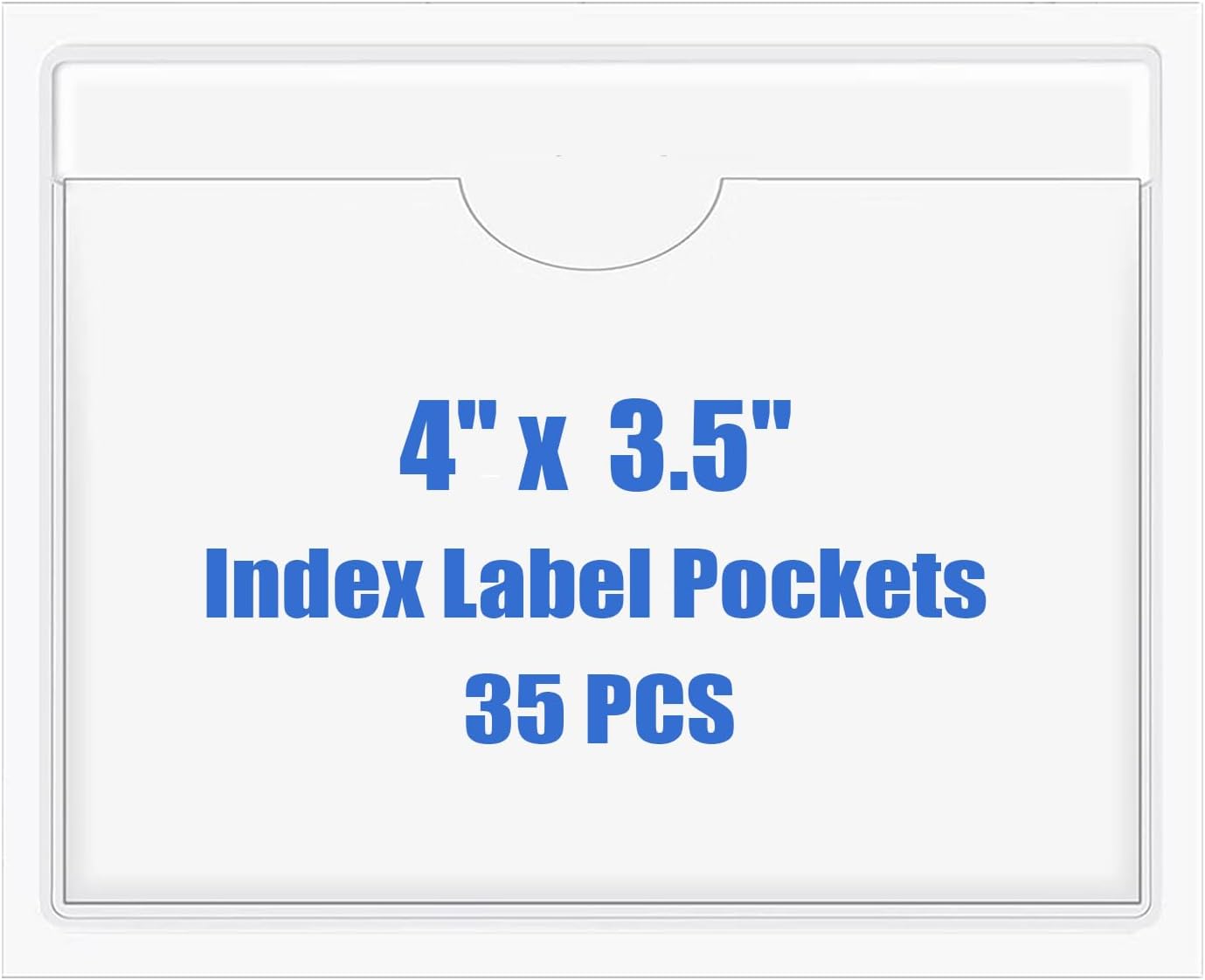 Origin-Joy 35 PCS Self Adhesive Index Card Pockets with Top Open, Clear Plastic Label Holder for Cards of Note, Library and Business, Adhesive Label Pockets & Card Holder (4 x 3.5 inch)