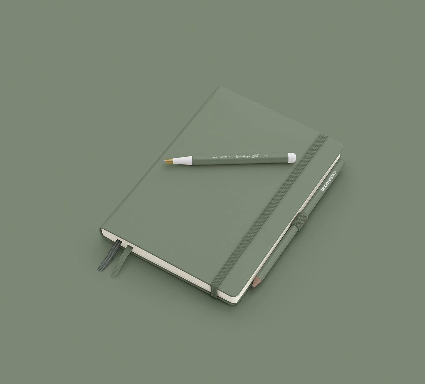 LEUCHTTURM1917 - Notebook Hardcover Medium A5-251 Numbered Pages for Writing and Journaling (Olive, Plain)