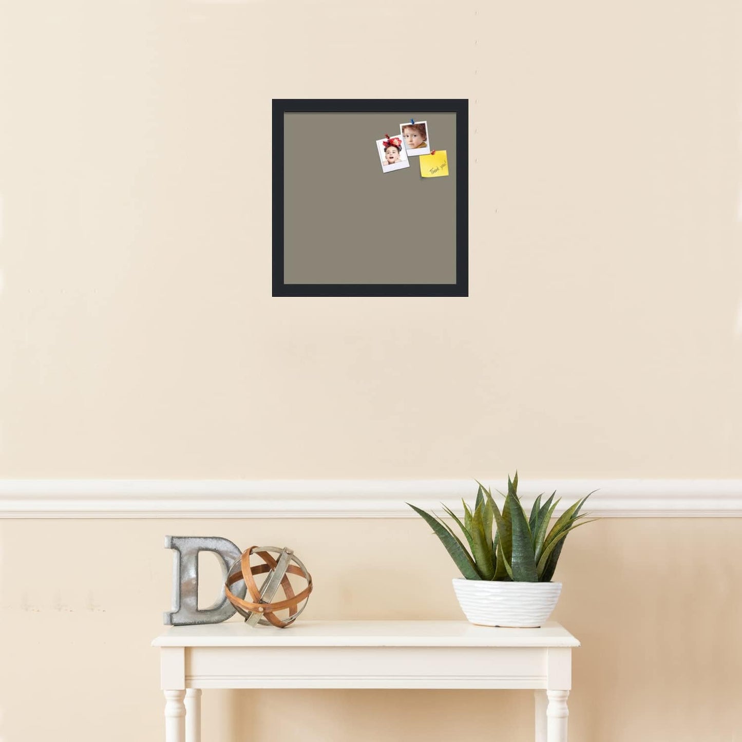 PinPix 14x14 Inch Cork Bulletin Board. This Decorative Framed Pin Board Comes with Pewter Design and a Satin Black Frame. Ideal for Home Office Decor or Message Board (PinPix-1812)