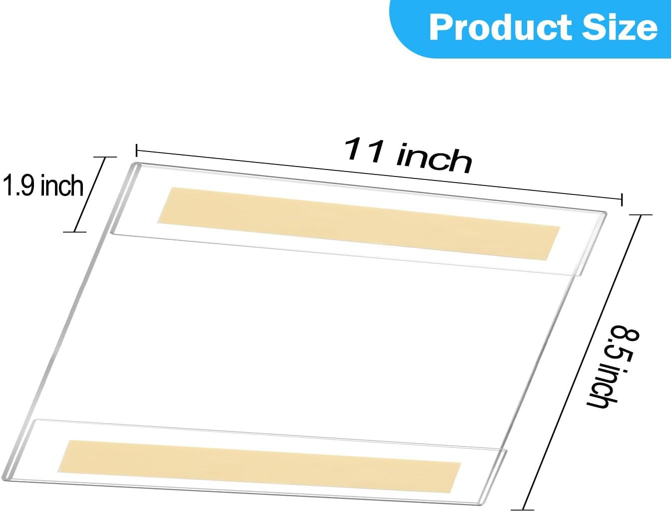 12 Pack 11x8.5 inch Acrylic Sign Holder, Horizontal Clear Plastic Frame for Paper, Wall Mount Sign Holders with Double Side Tape Adhesive for Home, Office, Store, Restaurant