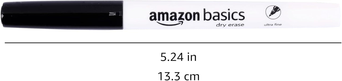 Amazon Basics Low Odor Ultra Fine Tip Dry Erase White Board Markers, Assorted Colors, 12-Pack