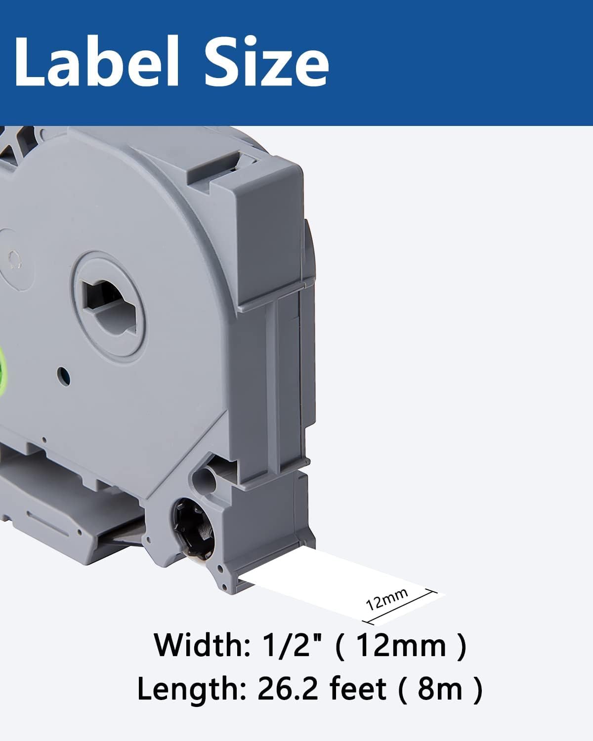 Tze TZ Tape 12mm 0.47 Laminated White Tape Compatible for Brother Label Maker Tape 12mm 1/2" Black on White Tape for Ptouch PT PTD200 PTD410 D210 D220 D610 P710BT PTH110, 6-Pack