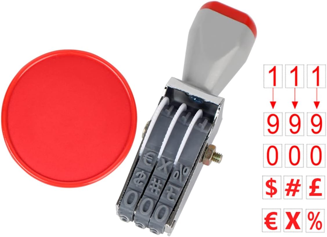 3 Digits Numbering Stamp and RED Ink Pad Kit,Rubber Roller Stamps Multi-Function DIY Impression,Business Stamps Office Stamps Date Stamp Pad