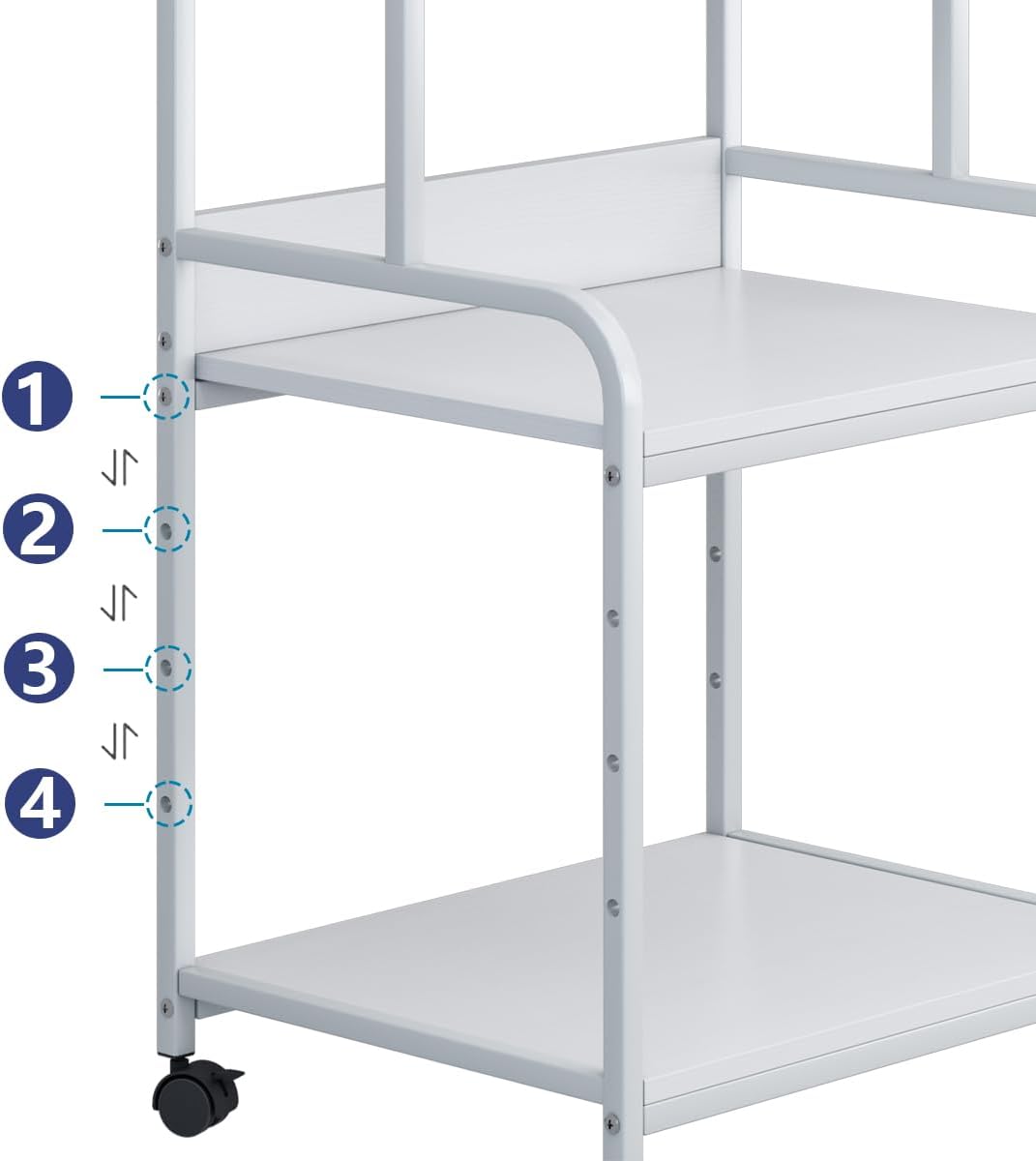 Printer Stand with Storage Shelf,3 Tier Printer Cart with Wheels,Mobile Printer Table for Home Office,Stands for Printer Heat Press Scanner Fax,Industrial Style (White)