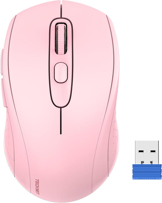 TECKNET Wireless Mouse for Laptop, 2.4G Wireless Computer Mouse, 5-Level Adjustable 4800 DPI, Silent Mouse with Receiver & 6 Buttons, 18 Months Battery Life, USB Portable Mouse for Mac, Chromebook