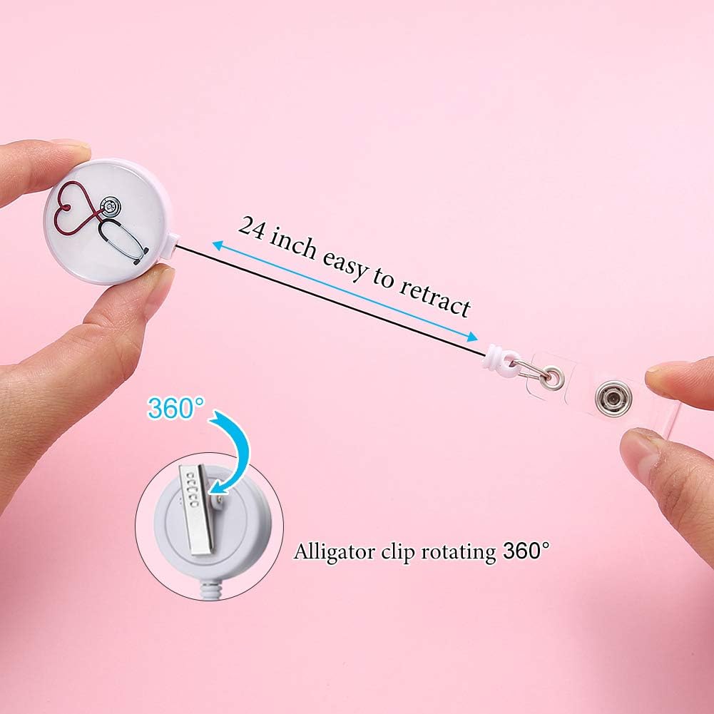 18pcs Nurse Retractable Badge Reel,Badge Holder with Alligator Clip,Nurse Badge Clip for ID Card Holders (YYDHK)