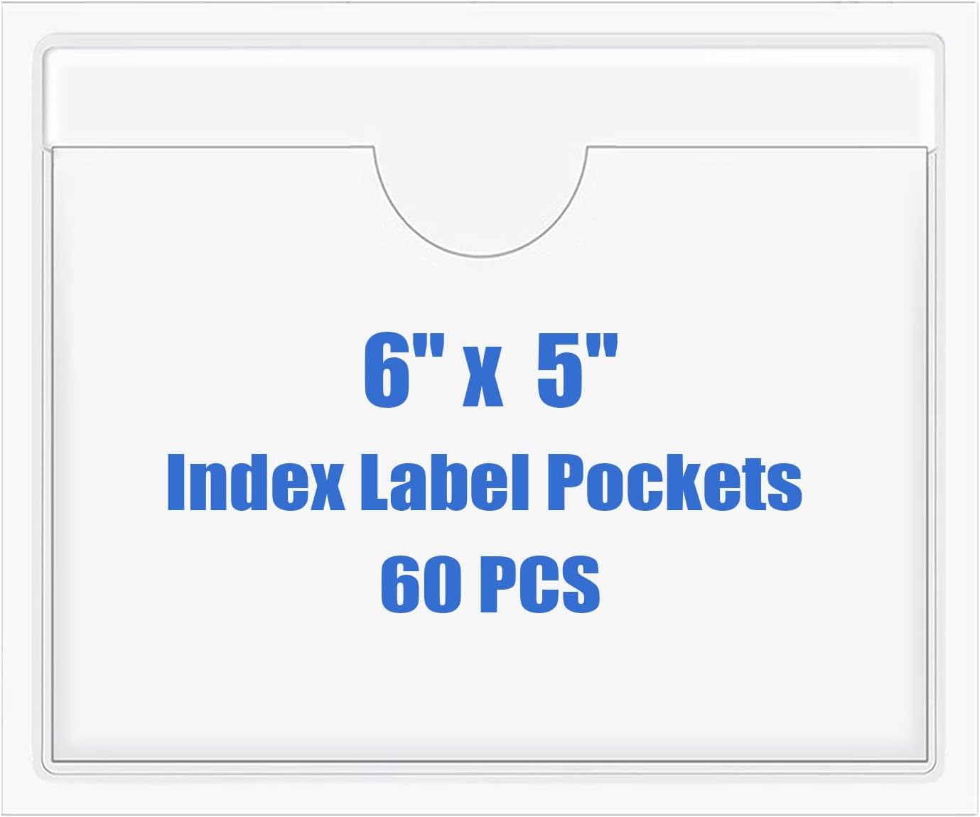 Origin-Joy 60 PCS Self Adhesive Index Card Pockets with Top Open, Clear Plastic Label Holder for Cards of Note, Library and Business, Adhesive Label Pockets & Card Holder (6 x 5 inch)