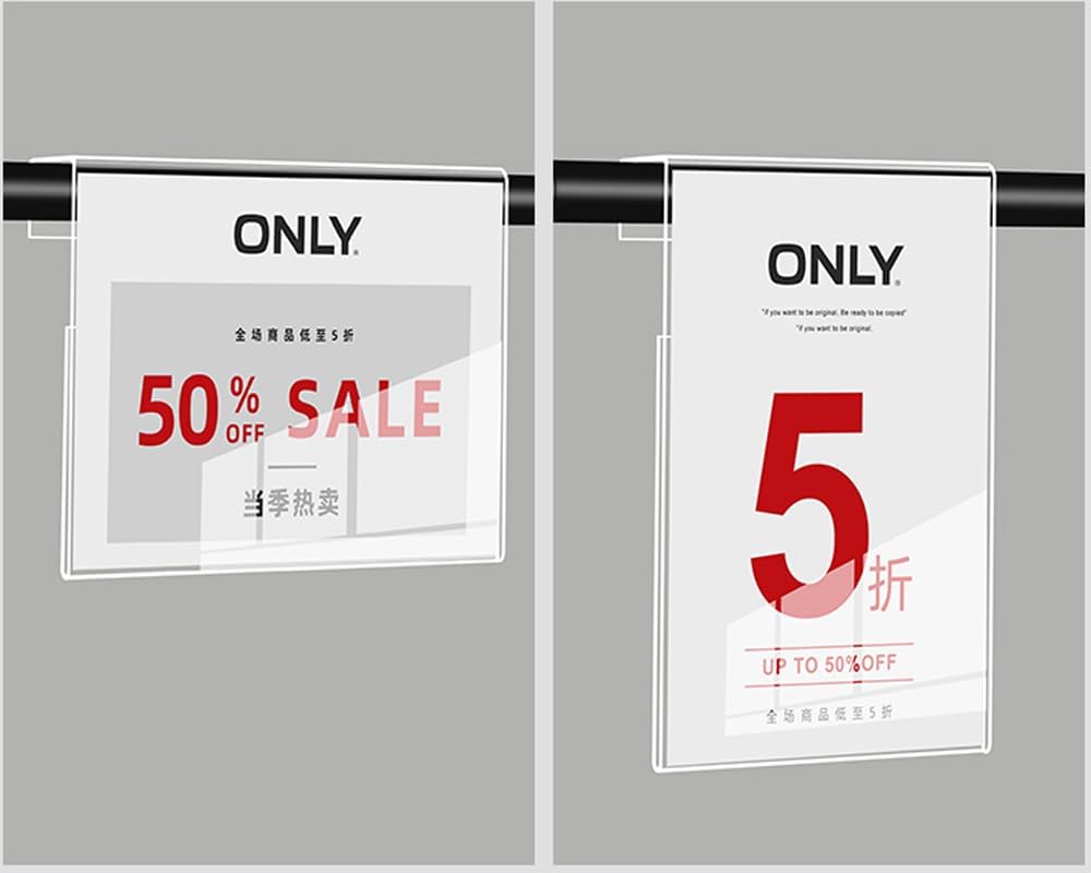 Acrylic Sign Holder Price Tag Displays Sign Holder Ads Display Stand for Retail Store Clothing Price (Horizontal A5 210×148mm/8.27×5.83inches)