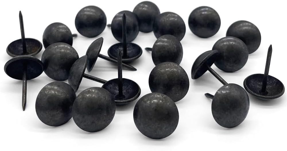 Let's Decorate 100PCS D16mm/0.63" Antique Black Upholstery Tacks, Passed Salt Spray Test for Outdoor Use, Garden Metal Thumb Tacks, Home DIY Decorative Nail Heads Nails (100, 16mm Antique Black)
