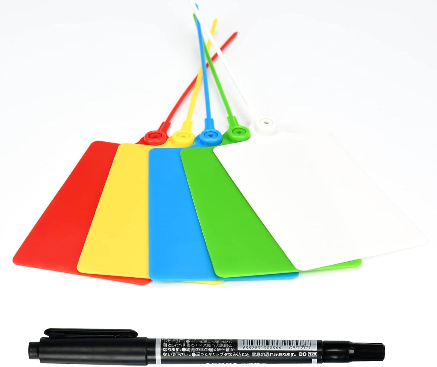 100 Plastic Tags Shipping Tags Water Proof Tags for Labeling Shipping Labels Security Seals Writable Marker Ties Hanging Tags Storage Tag with One Marker Pen (Mixed 5 Color)