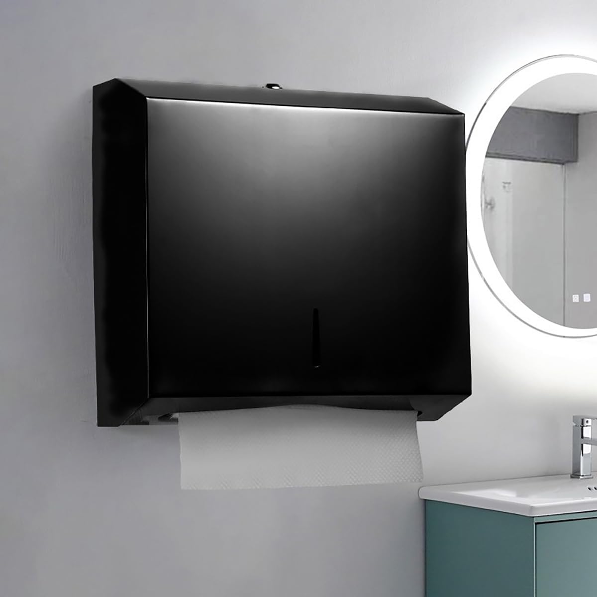 Comercial Paper Towel Dispenser Wall Mount, Stainless Steel Hand Towel Dispenser with Lock, Trifold/C Fold Paper Towel Holder for Bathroom Kitchen Office Public Places, Large Capacity Tissue Holder