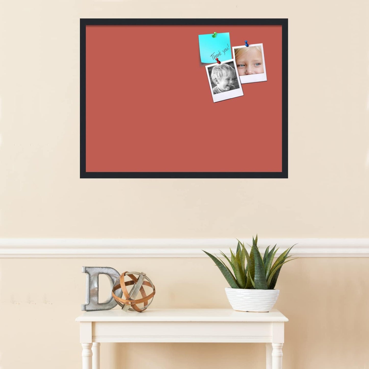 PinPix 32x24 Inch Cork Bulletin Board. This Decorative Framed Pin Board Comes with Crimson Pastel Design and a Satin Black Frame. Ideal for Home Office Decor or Message Board (PinPix-1807)