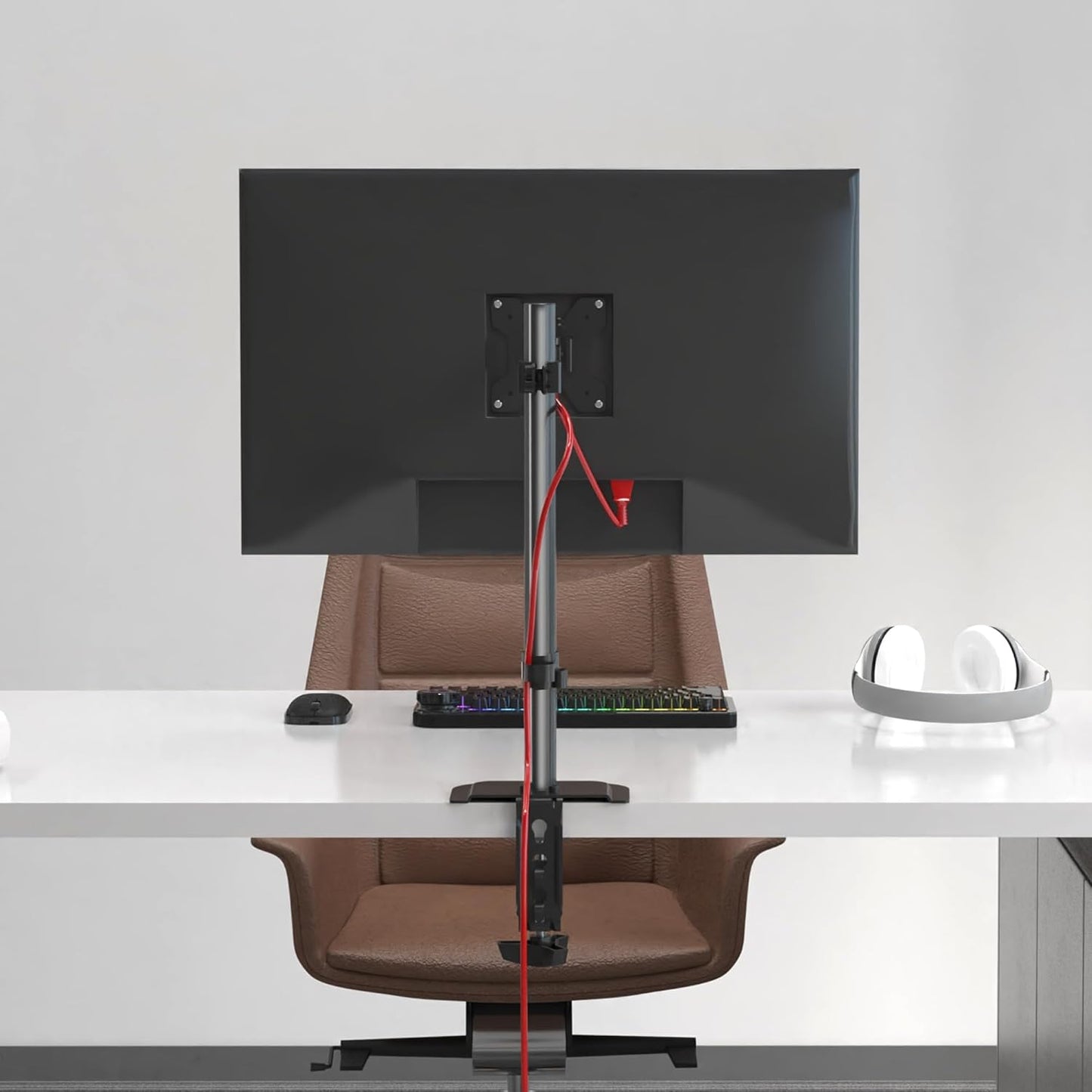 Pholiten Single Monitor Stand, Heavy Duty Adjustable Monitor Arm Desk Mount for 13-27Inch, Tilt, Swivel, Rotate, Support 22 lbs,Black