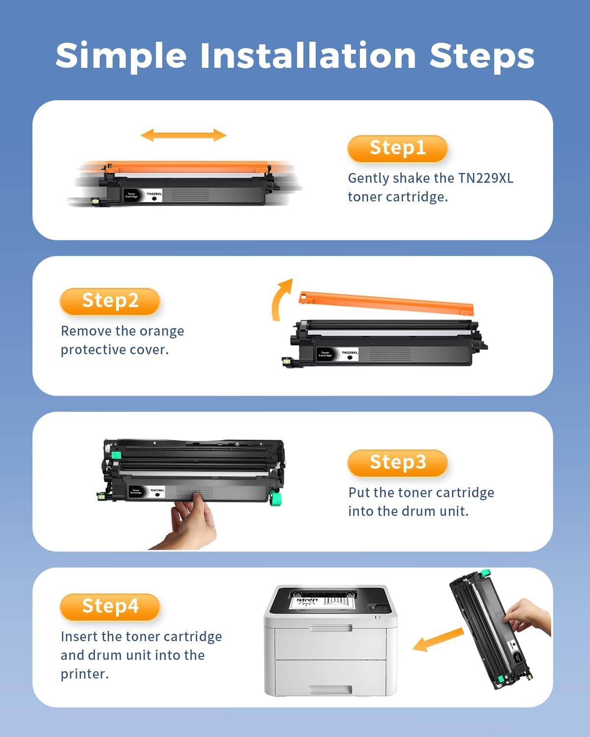 TN229XL Black Toner Cartridges, Compatible Replacement for Brother TN229XL TN229 Black TN229XLBK TN229BK to Use with MFC-L3780CDW HL-L3280CDW MFC-L3720CDW HL-L3220CDW HL-L3300CDW Printer (2 Pack)