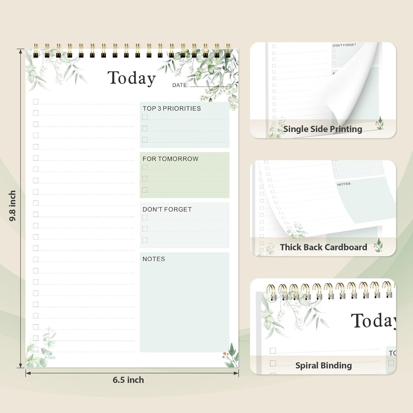 Weekly To Do List Notepad, Undated Planner with 52 Sheets (6.5''x8.9''), Desk Weekly Planner for Women & Man, Home School & Work