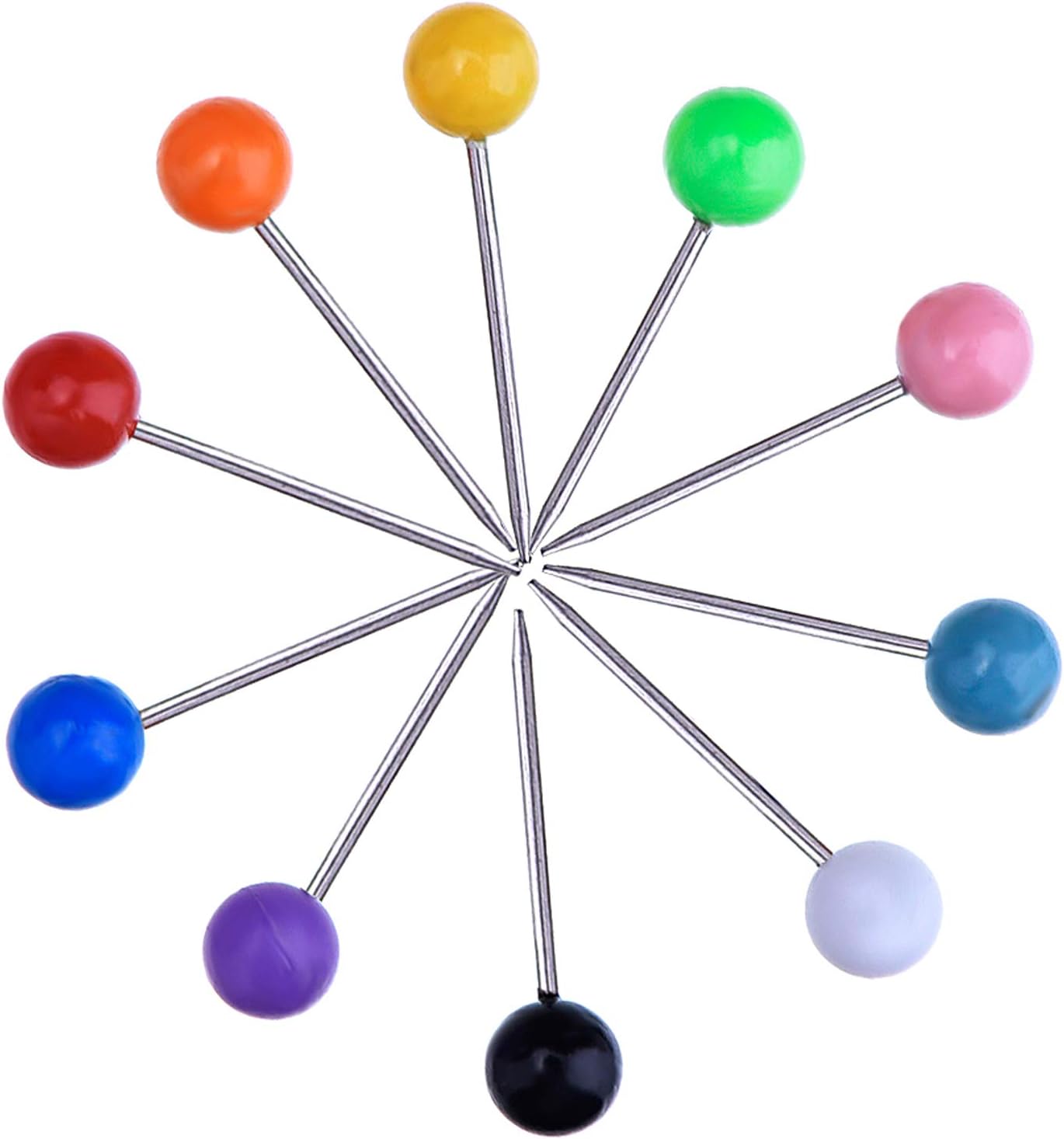 Outus 500 Pieces Map Push Pins Map Tacks Plastic Round Head Tacks with Steel Points (Multicolor, 1/8 Inch)