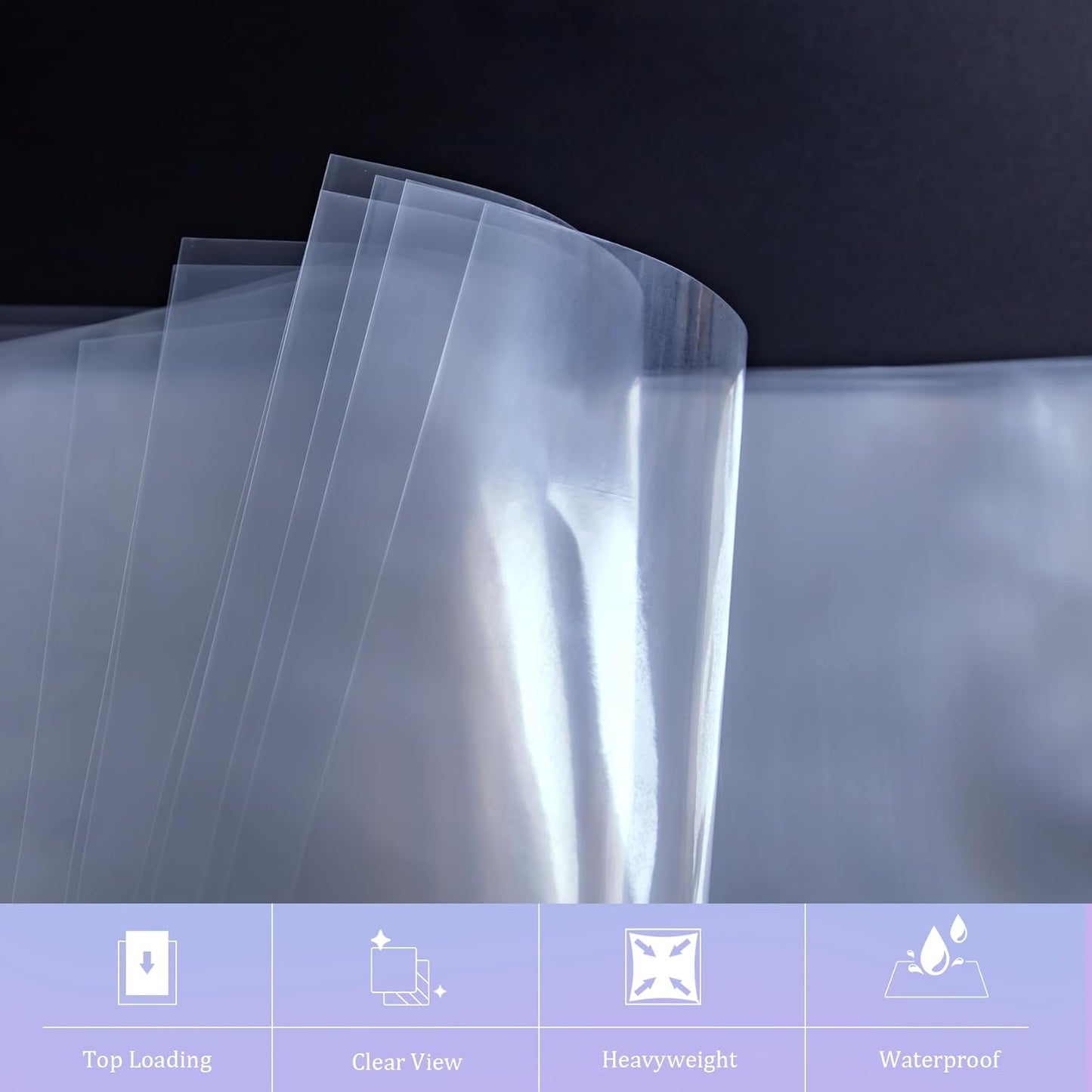 100 Pack No Holes Sheet Protectors 8.5 x 11 Inch Letter Size Page Protectors for Documents, Prints, Top Loading Heavyweight Clear View Plastic Sleeves for Papers, Artworks, Photos