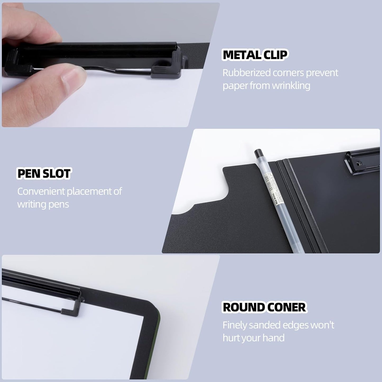 Clipboard Folder, A4 Foldable Clipboard with Horizontal and Vertical Double Metal Clips, 360 Degree Foldable Binder Clipboards with Pen Holder, File Cover Work Folder Clipboards, Green