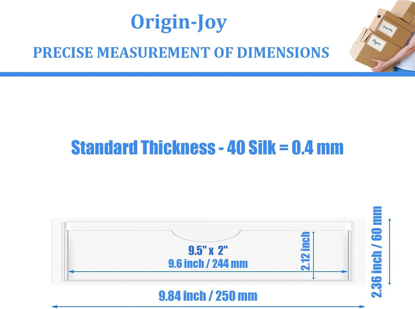 Origin-Joy 25 PCS Self-Adhesive Index Label Pockets, Clear Plastic Peel & Stick Card Holders with Top Open for Loading (9.5 x 2 inch)