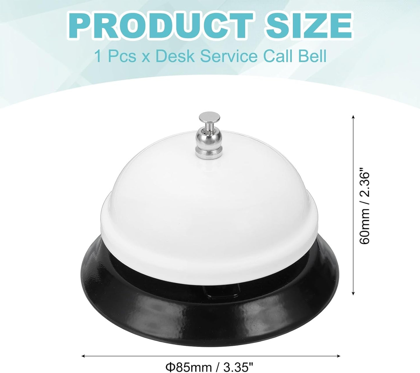 uxcell Desk Service Call Bell, 3.35 Inch Metal Dinner Service Bell Ring for Hotel Restaurant Reception Area and Wedding Party Events, White