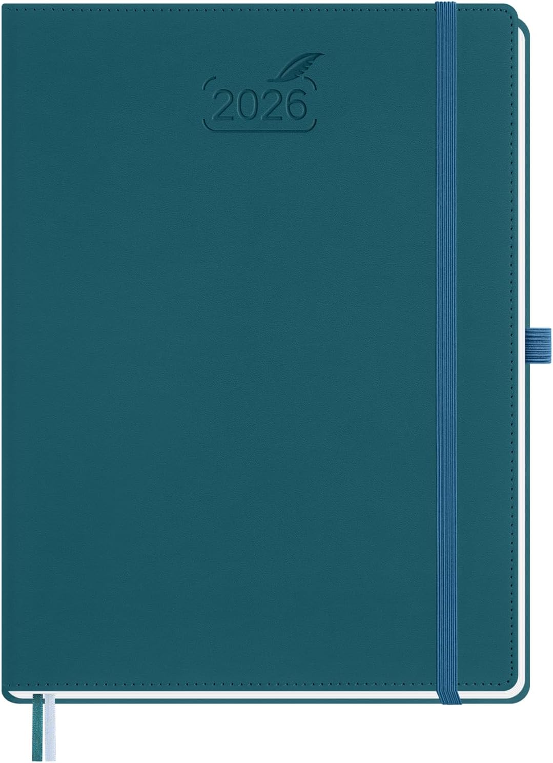 BEZEND 2026 Planner Weekly and Monthly (8.5" x 11") Daily Calendar with Half-Hourly Timeslots & Tab (Jan-Dec) Note & Expenses, Pen Holder, Inner Pocket, Vegan Leather Hardcover - Dark Green