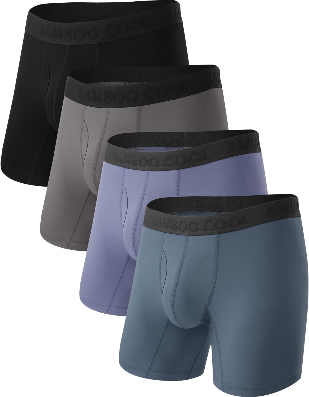 BAMBOO COOL Men's Ultra Breathable Underwear,No Riding Up Boxer Briefs with ComfortFlexible Waistband,Multipack