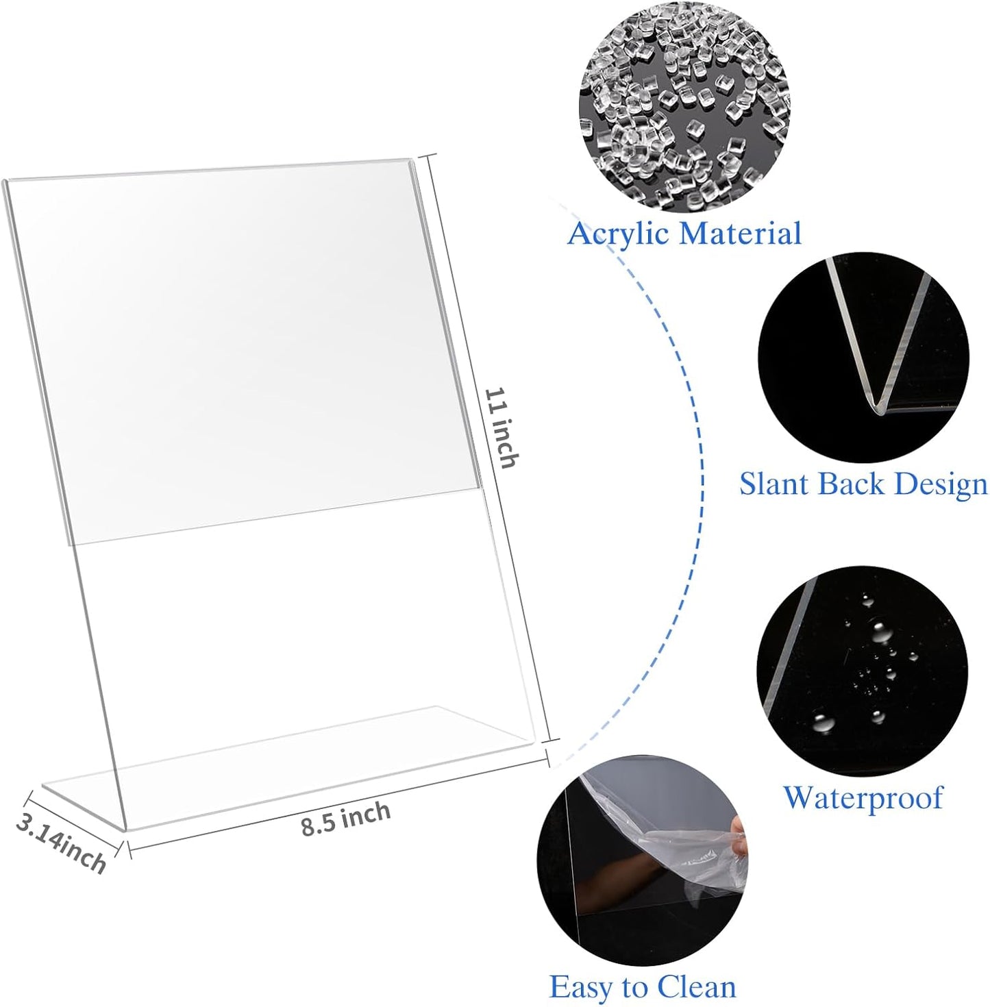 18 Pack Acrylic Sign Display Stand 8.5 X 11, L Shape Clear Plastic Sign Frame, Picture Photo Frame, Flyer Document Paper Holder for Office Desktop