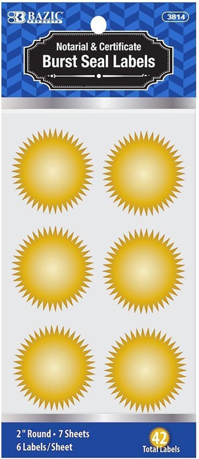 MaxMark Notary Seal Round Embosser for Kentucky State - Includes Gold Burst Seal Labels (50 Count)