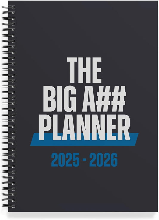 The Big A## Mid-Year Monthly Planner 2025–2026 – Mobile Desktop Calendar – Dry Erase Whiteboard – Fold-Out Design – Marker & Labels Included – 11x14" Expands to 22x14" – Blue