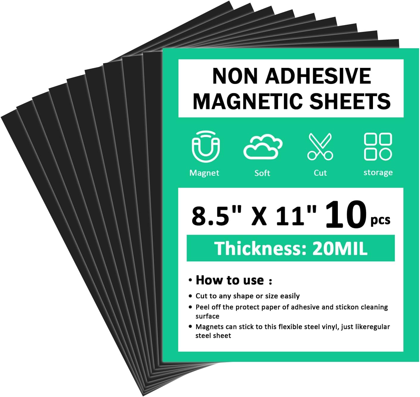 Plain Magnet Sheets,10PCS,8.5''x11''Flexible Rubber Magnetic Sheet,20Mil Non-Adhesive Magnetic Sheet for Die Storage,Business Dignage,Car,Sticker,Craft Product,Souvenir,Refrigerator Sticker