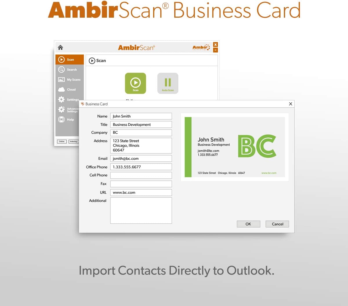 Ambir ImageScan Pro 687-BCS Duplex Card Scanner with AmbirScan Business Card for Windows PC