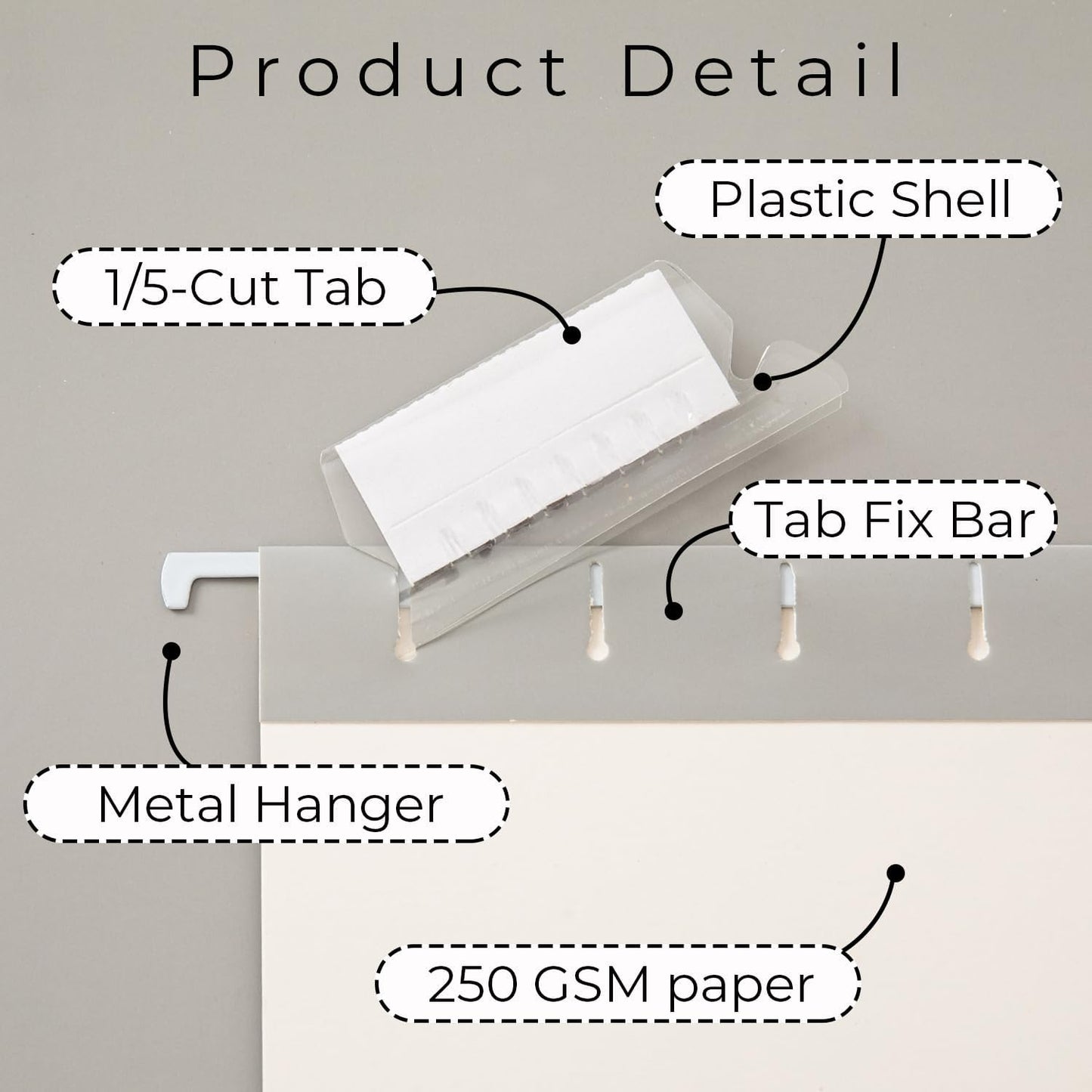 Y YOMA 6 Pack Gradient Hanging File Folders Letter Size Decorative Hanging Folder Pretty File Folder Organizer for Filing Cabinet Office Home with 1/5-Cut Adjustable Tabs, Ash Grey