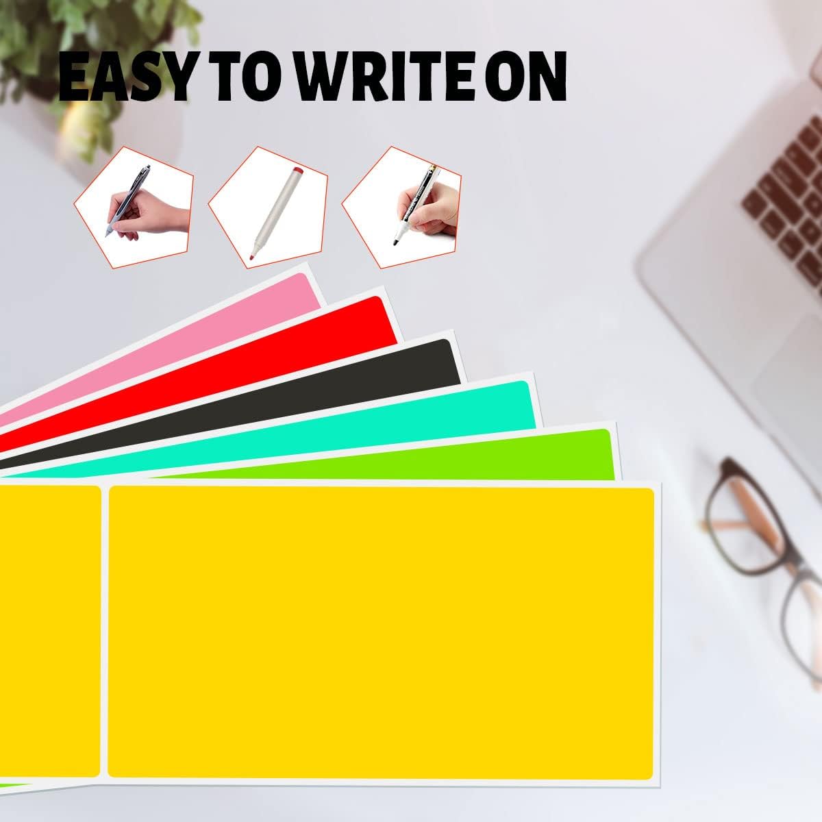 PARLAIM 5 x 3 inch Square Color-Coding Sticker Labels, Permanent Rectangle Color Coding Inventory Sticker for Labeling (250pcs Pink)